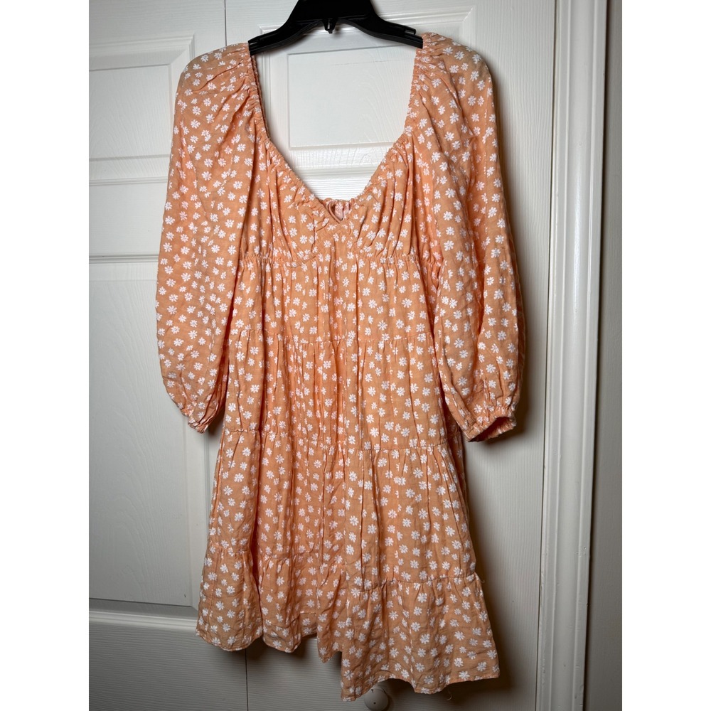 Cotton Candy LA Picking‎ Flowers Dress Sorbet Orange Floral Mini Womens M